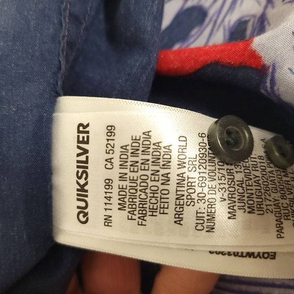 Quiksilver Scorpion Forest Cotton  Short Sleeve Shirt,Red Navy XXL - Picture 12 of 13